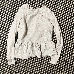 T.La Light Gray Peplum Top with Floral Accents